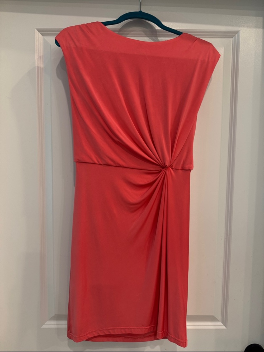 Aidan Mattox Coral One-Shoulder Twist-Detail Dress